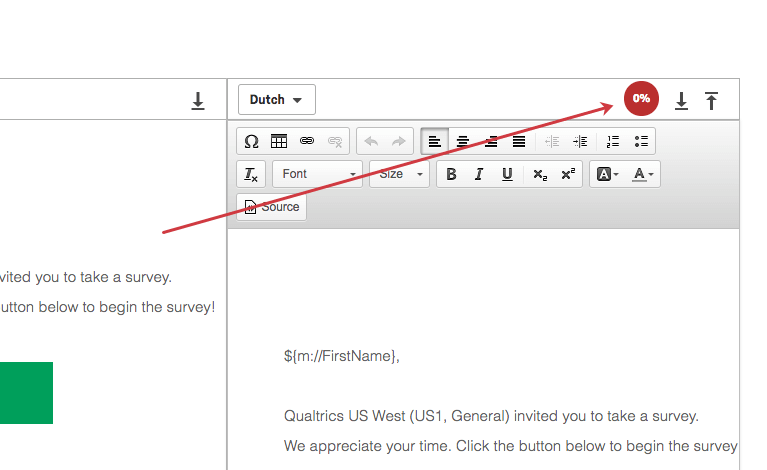 Automatic Translation button that is circular, red, and says 0% inside