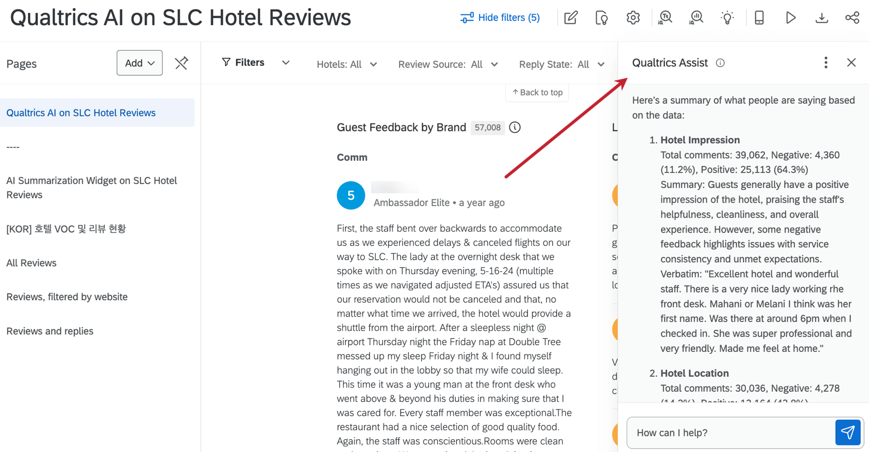 Qualtrics Assist in a CX dashboard