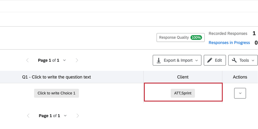 zoom sur la section Réponses enregistrées
