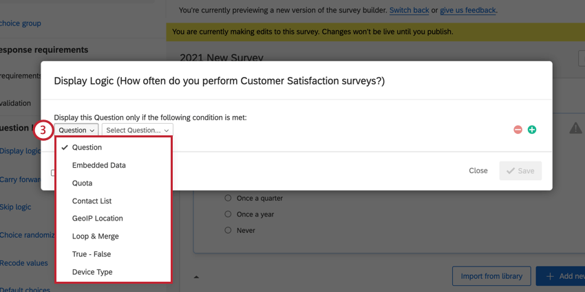 creating a condition to base the display logic on