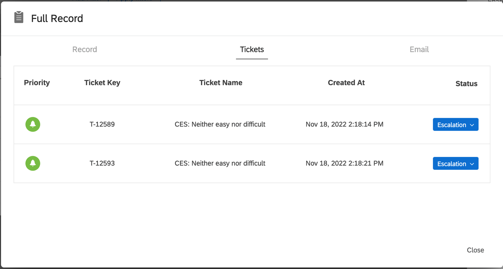 Muestra la funcionalidad de los tickets desde la vista de registro