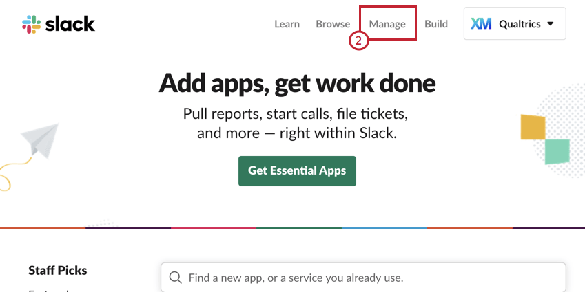 image of the manage button in slack