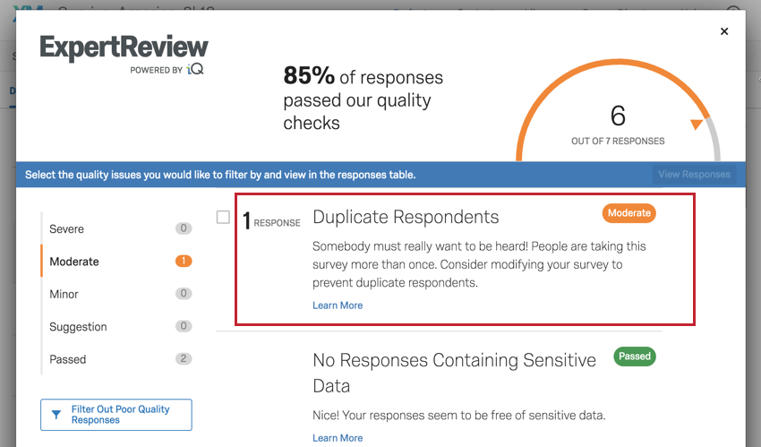 Image of the response descriptions