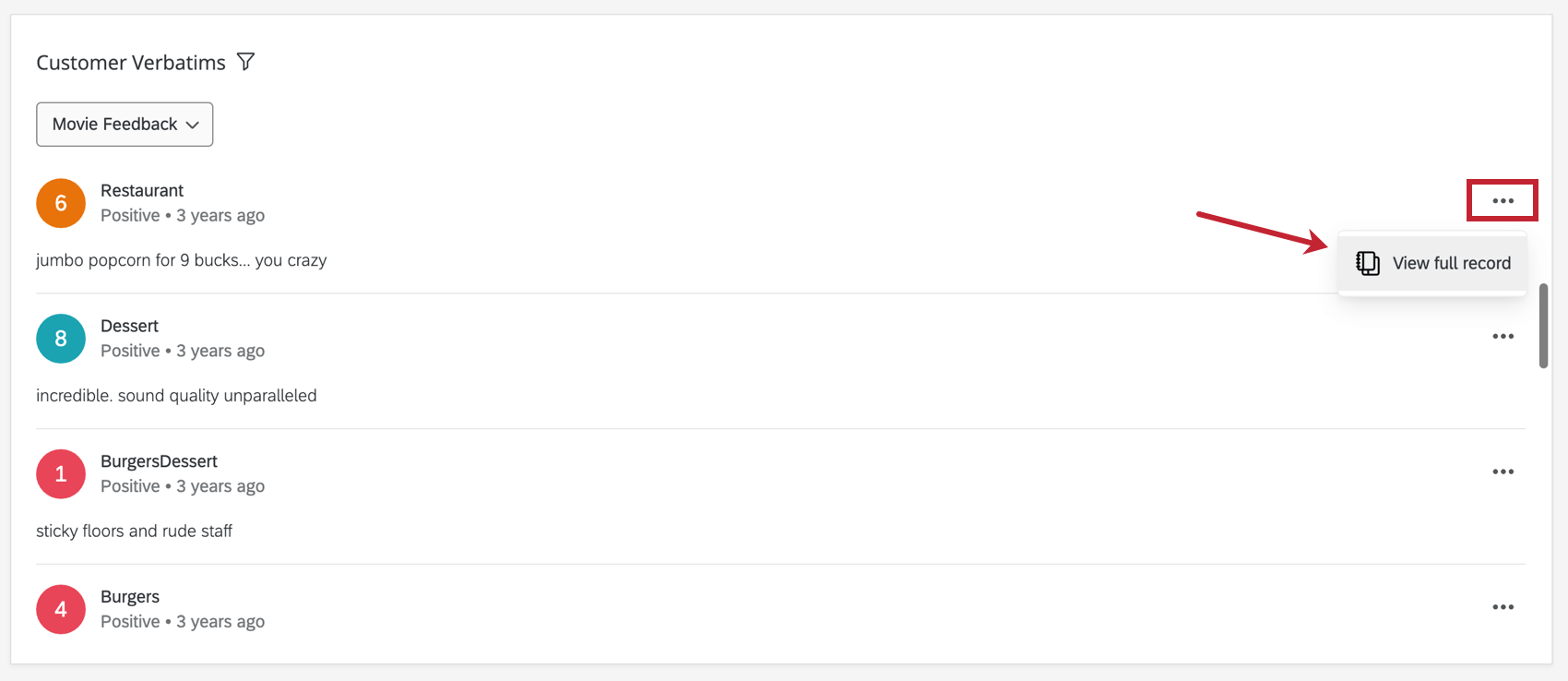 Click view full record to see the full record when enabled