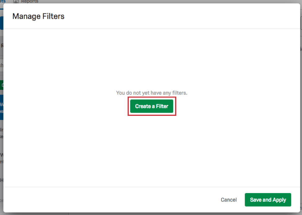 creare un pulsante di filtro al centro della pagina di gestione dei filtri