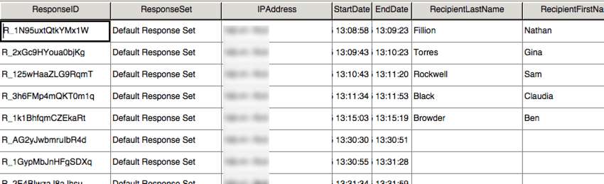 image of respondent data in SPSS