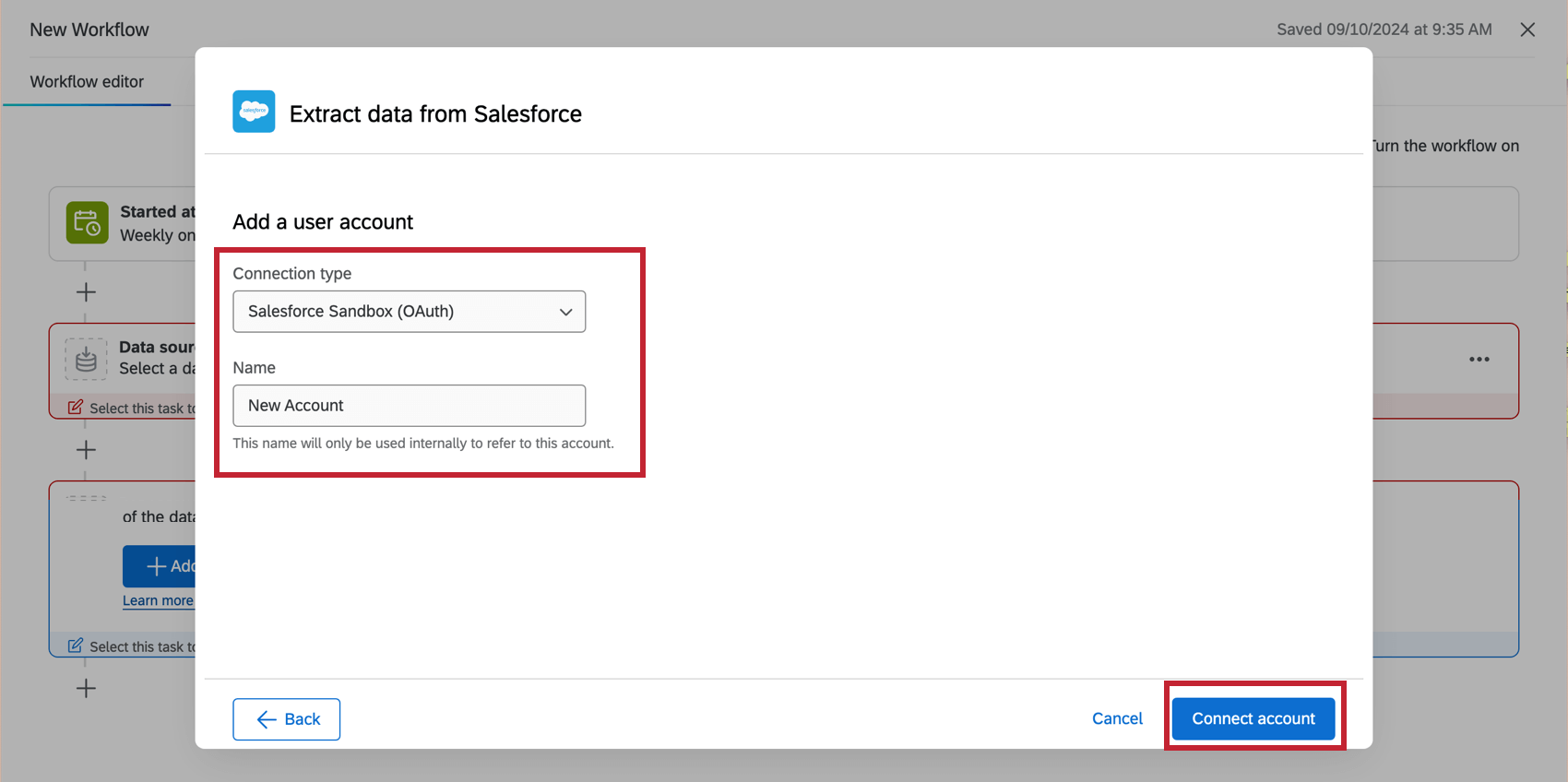 adding a new salesforce account