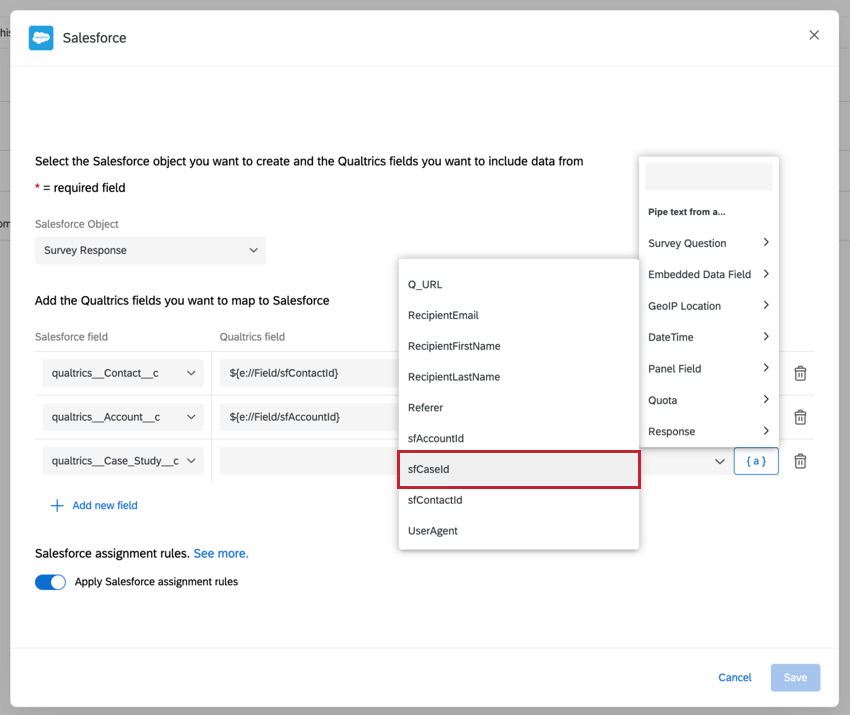 Set contact IDs in Response Mapping menu