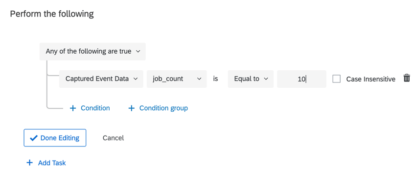 adding a condition on a servicenow event