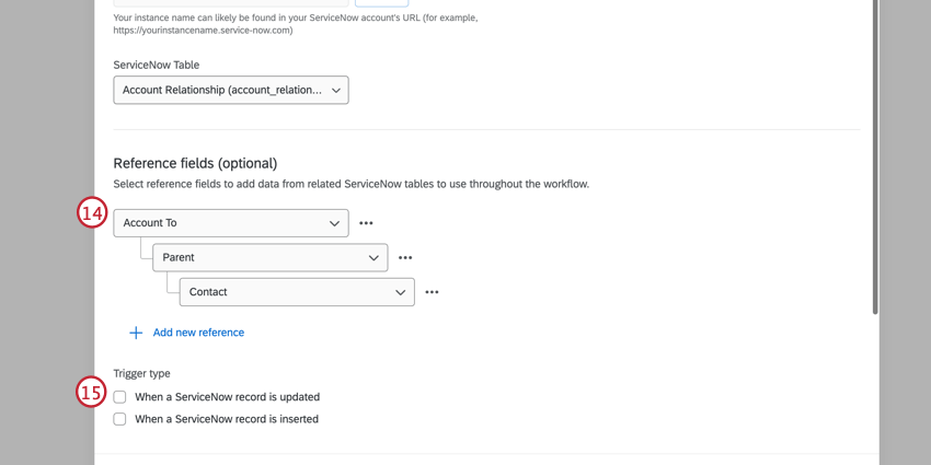 Destaca os campos de referência em um evento servicenow