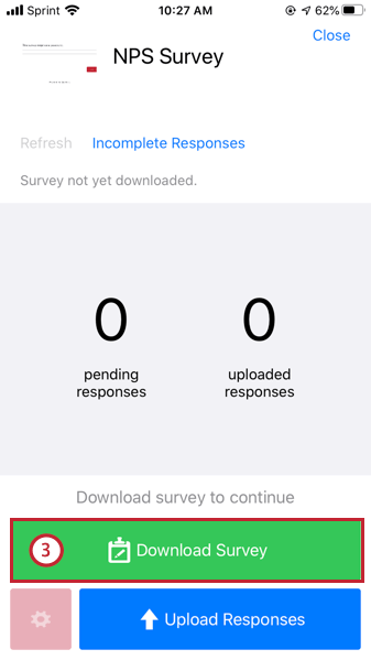 o botão de download da pesquisa na tela pesquisa