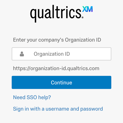 SSO 経由でログインするための組織 ID フィールド。