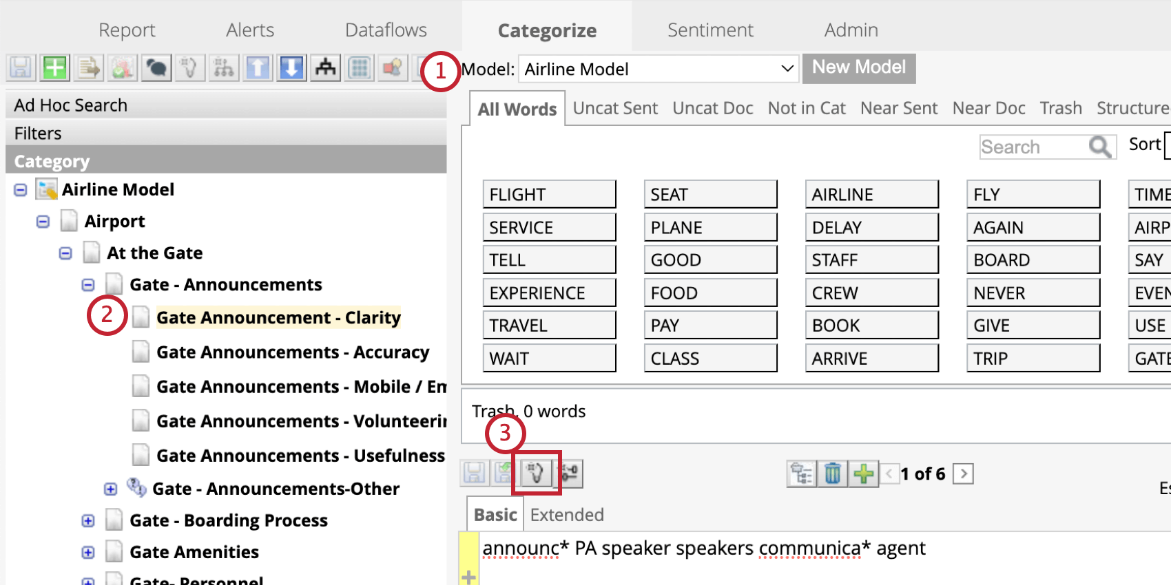 Creating a model and selecting the smart query icon
