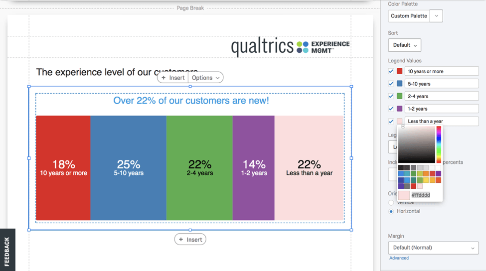 Legende mit anpassbaren Farben in der Bearbeitungsoberfläche der Visualisierung