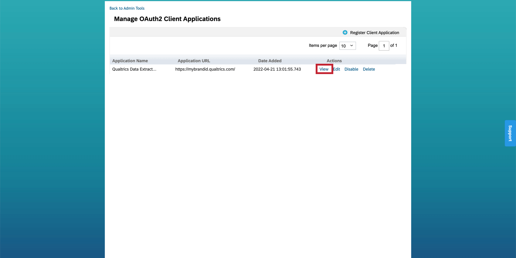 Où voir le client authentificateur successfactors nouvellement créé.