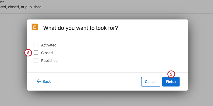 le choix du type dévènement dEnquête à rechercher