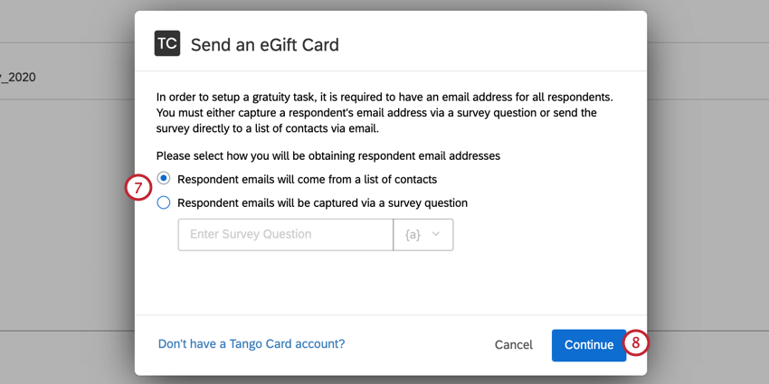 choosing where respondent emails come from