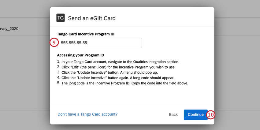 ingresando el id del programa