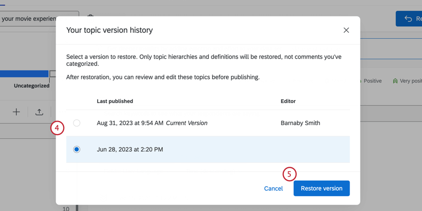 REstore a previous version then select restore version button