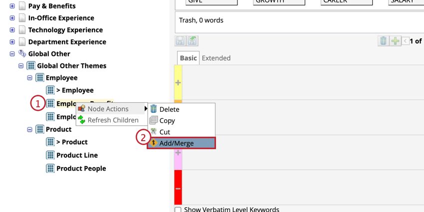 Sélectionner les actions dajout/fusion de nœuds