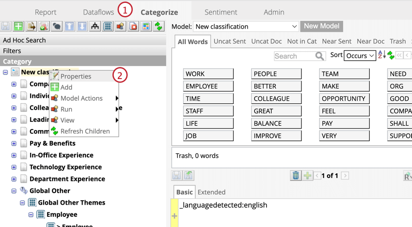 Properties for classifications