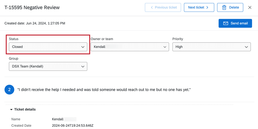 Dropdown in Spalte Status