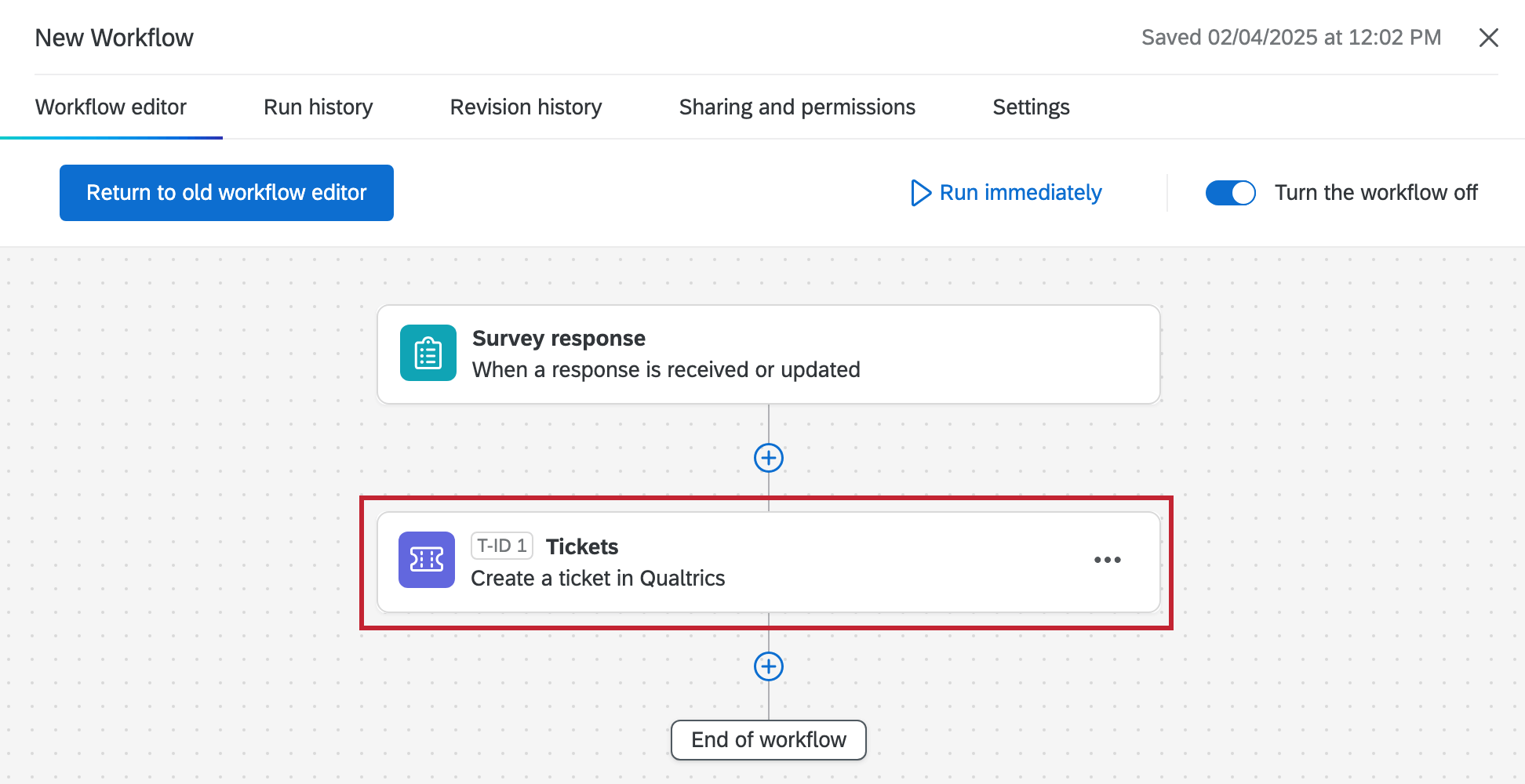 Ticket task in a workflow