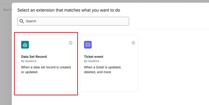 Il set di dati registra lattività dal menu di selezione degli eventi