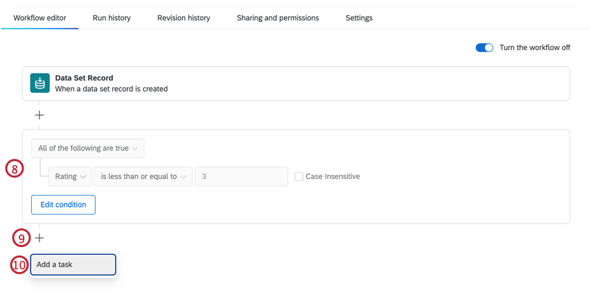 Bedingungen hinzufügen und dann eine neue Aufgabe hinzufügen