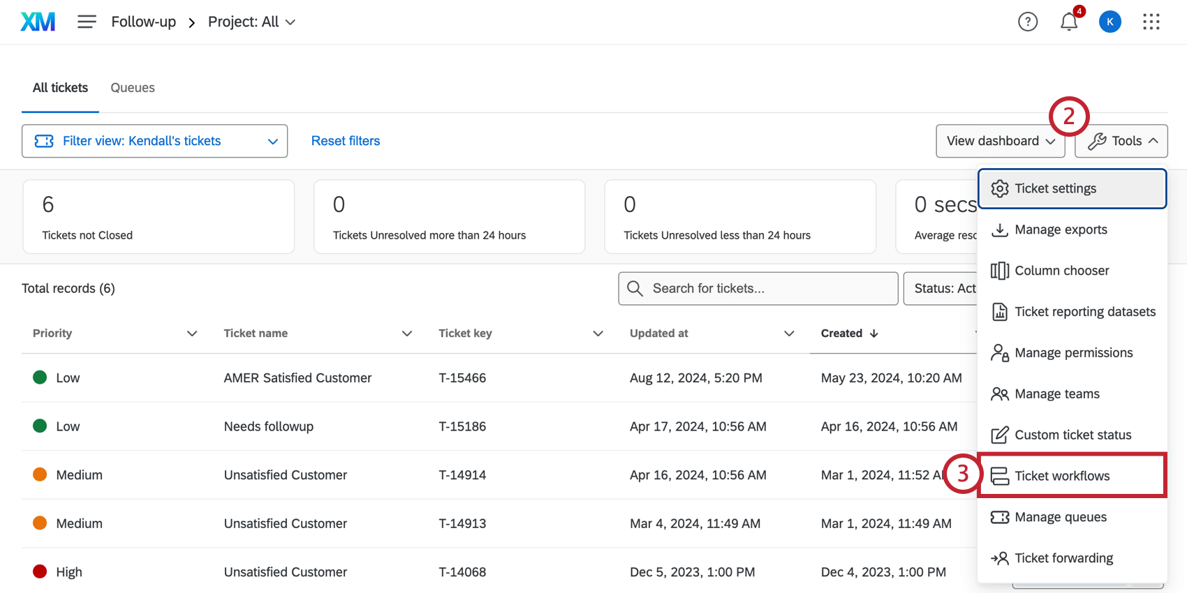 Far-right of follow up page is a tools button. Open to see workflows towards bottom