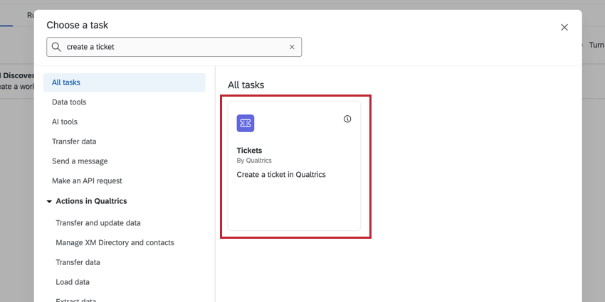Seleccionar la tarea de tickets