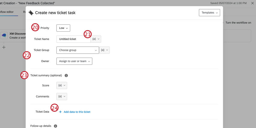 Configurar la tarea de tickets