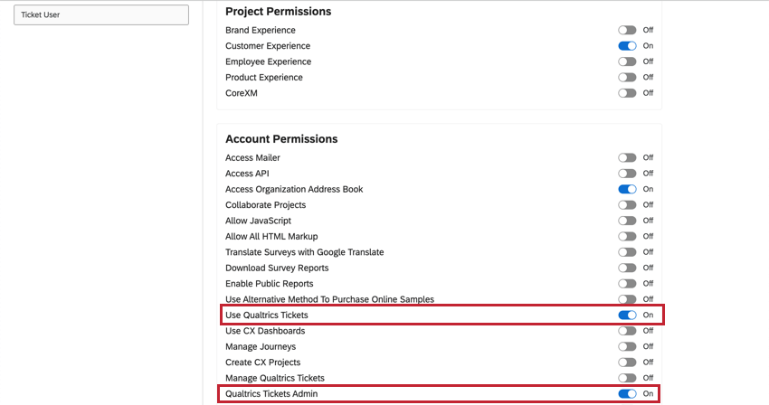 Permissions to use tickets in the admin