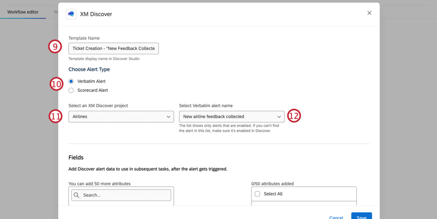 Einrichten des Ereignisses XM Discover