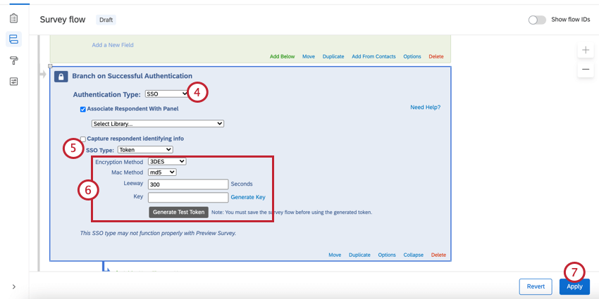 setting the sso type to token and entering sso fields
