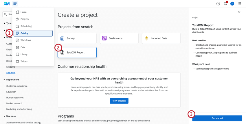 Gesamter XM aus dem Projektkatalog