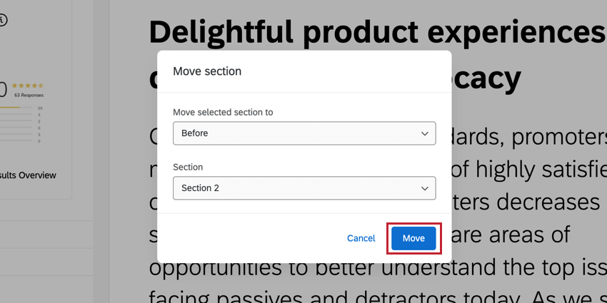 Dropdowns and move button is highlighted