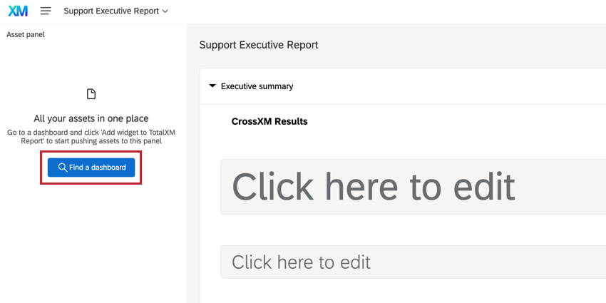 Find a dashboard button highlighted