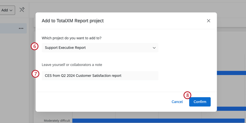 Select project and leave a note
