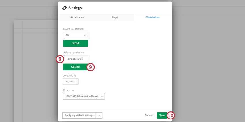 longlet traductions pour télécharger un fichier de traduction. cliquez sur parcourir, sélectionnez le fichier, puis téléchargez