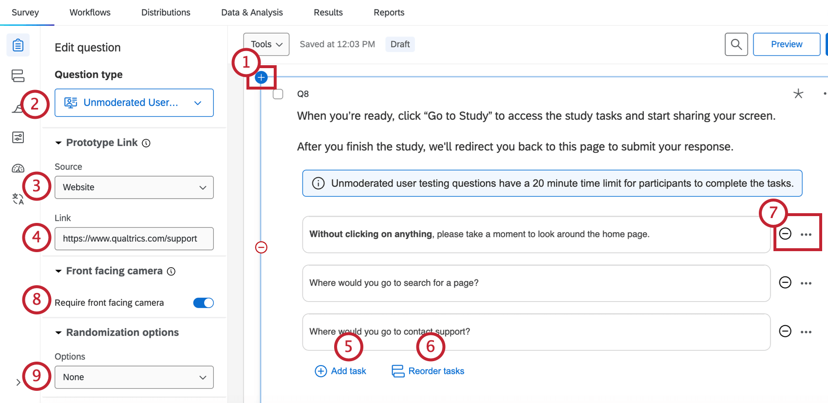 Creating a question and adding tasks