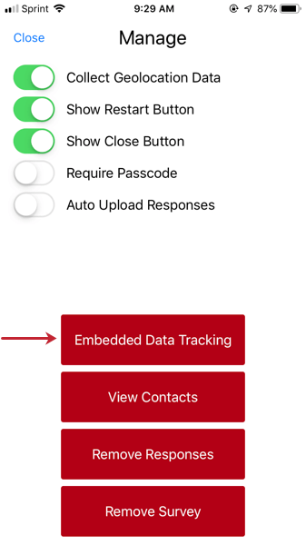 image of the embedded data tracking button
