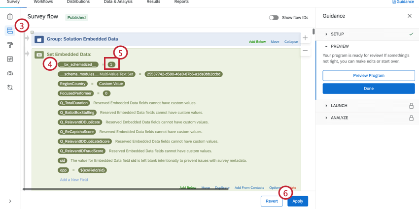 survey flow with embedded data element