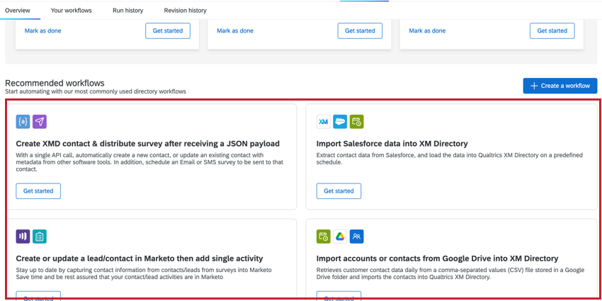 Recommended workflows section highlighted