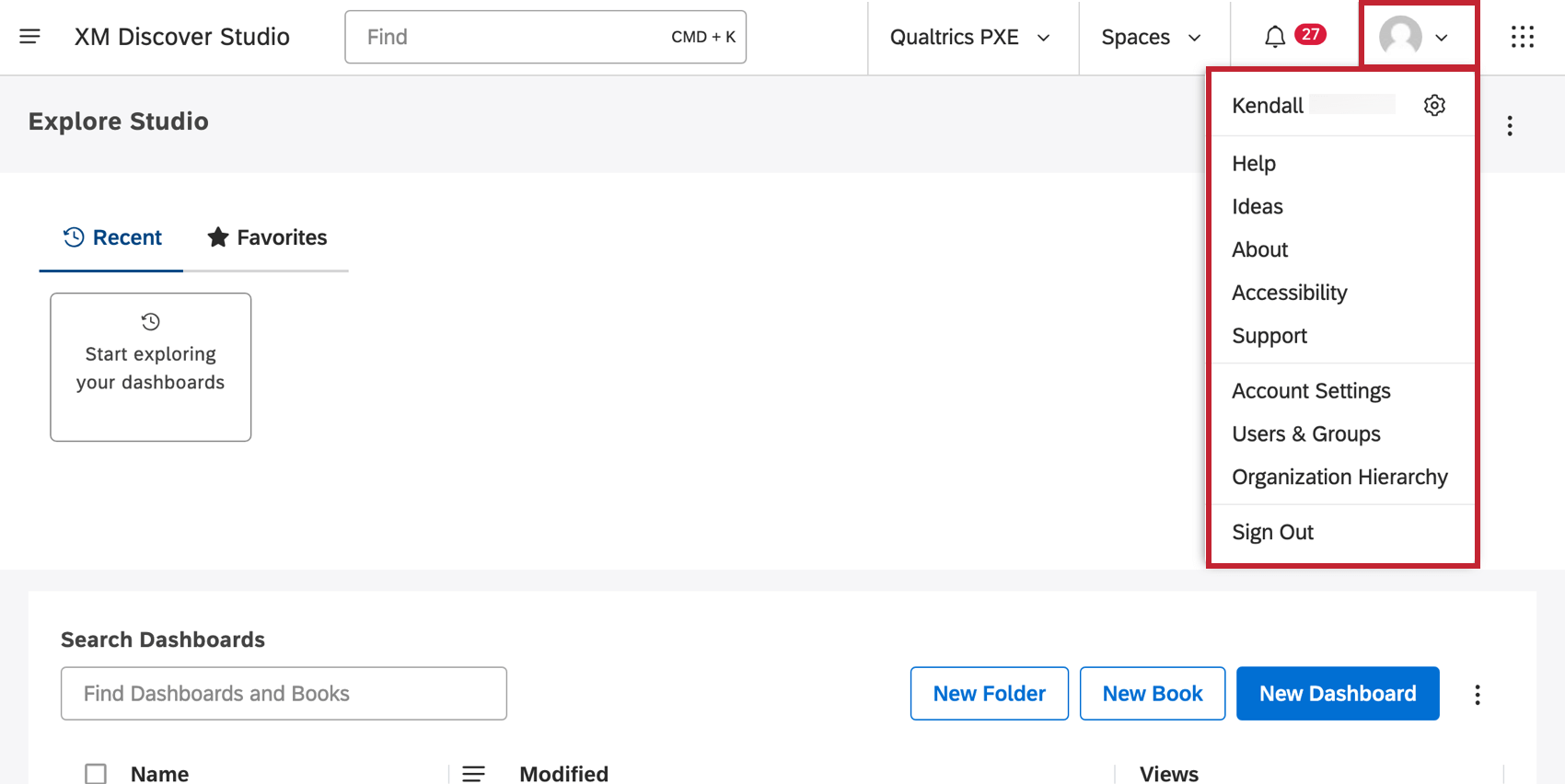 menu avatar no estúdio