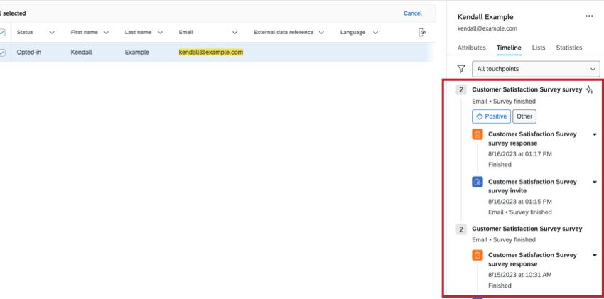 Timeline con touchpoint espanso come una bolla