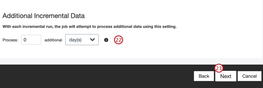 Configuración de datos incrementales adicionales