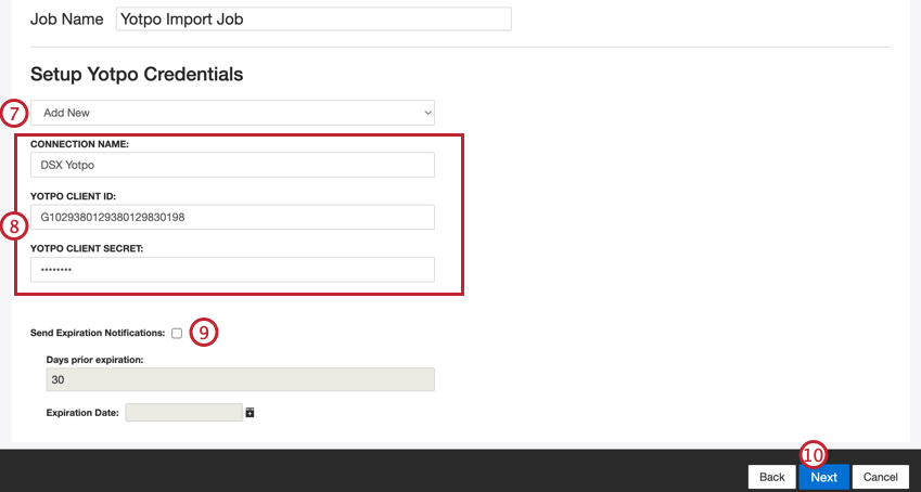 Connection name, client ID and secret