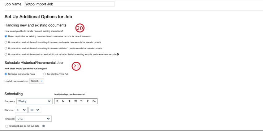 Configurar opciones adicionales para trabajos y configuraciones de trabajos incrementales