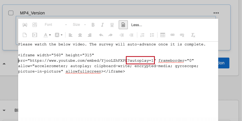 a query string?autoplay=1 na exibição HTML